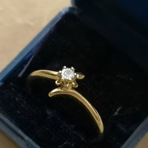 Engagement ring Authentic diamond Wedding Gold plated ring Anniversary April Birthstone Valentines Day Gift for her Bridal Estate jewelry