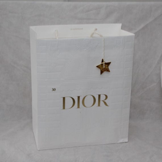 White and Gold Gift Bag Gold Star Dior Shopping Bag Dior Shopper