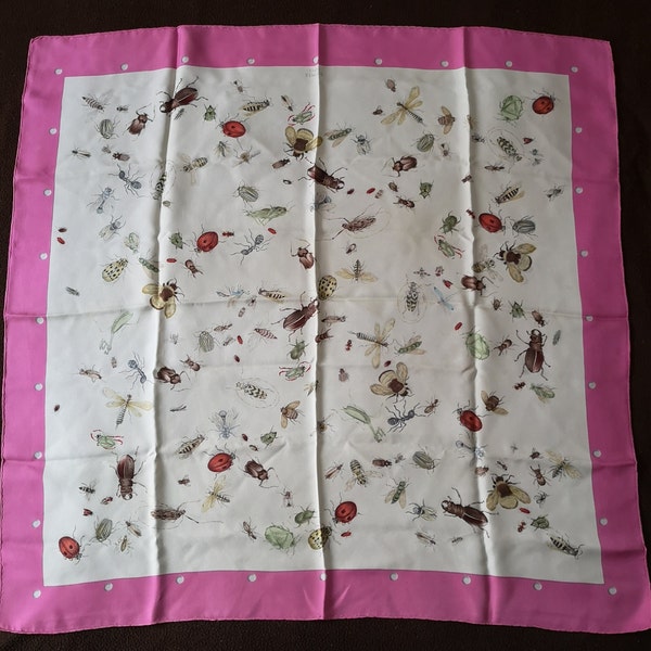 Fuchsia Bug écharpe Insecte Hermès foulard en soie Coccinelle Coccinelle Abeille Papillon Libellule Mouche Scarabée Beatle Fourmi Guêpe Carré foulard Cadeau pour elle