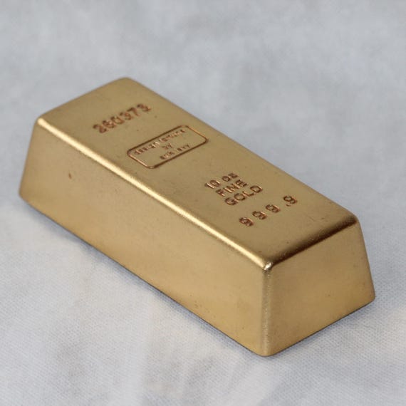 Gilt Metal Gold Bar Paperweight Gold Clad Gold Ingot Gold Bullion