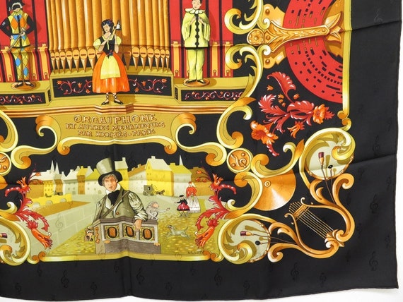 アート・デザイン・音楽 Hermes Hermes Silk Scarf Orgauphone Jacquard Treble Clefs Musician
