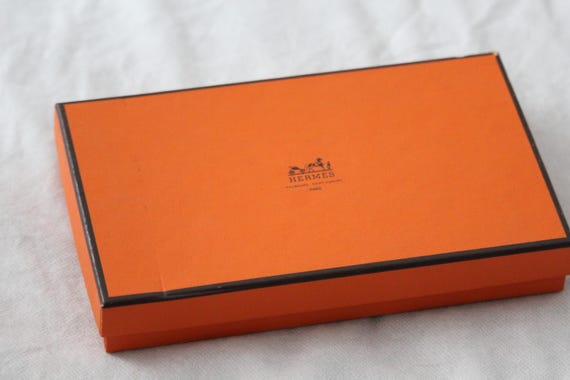 Small Vintage Orange Hermes Gift Box With Ribbon Storage Packaging