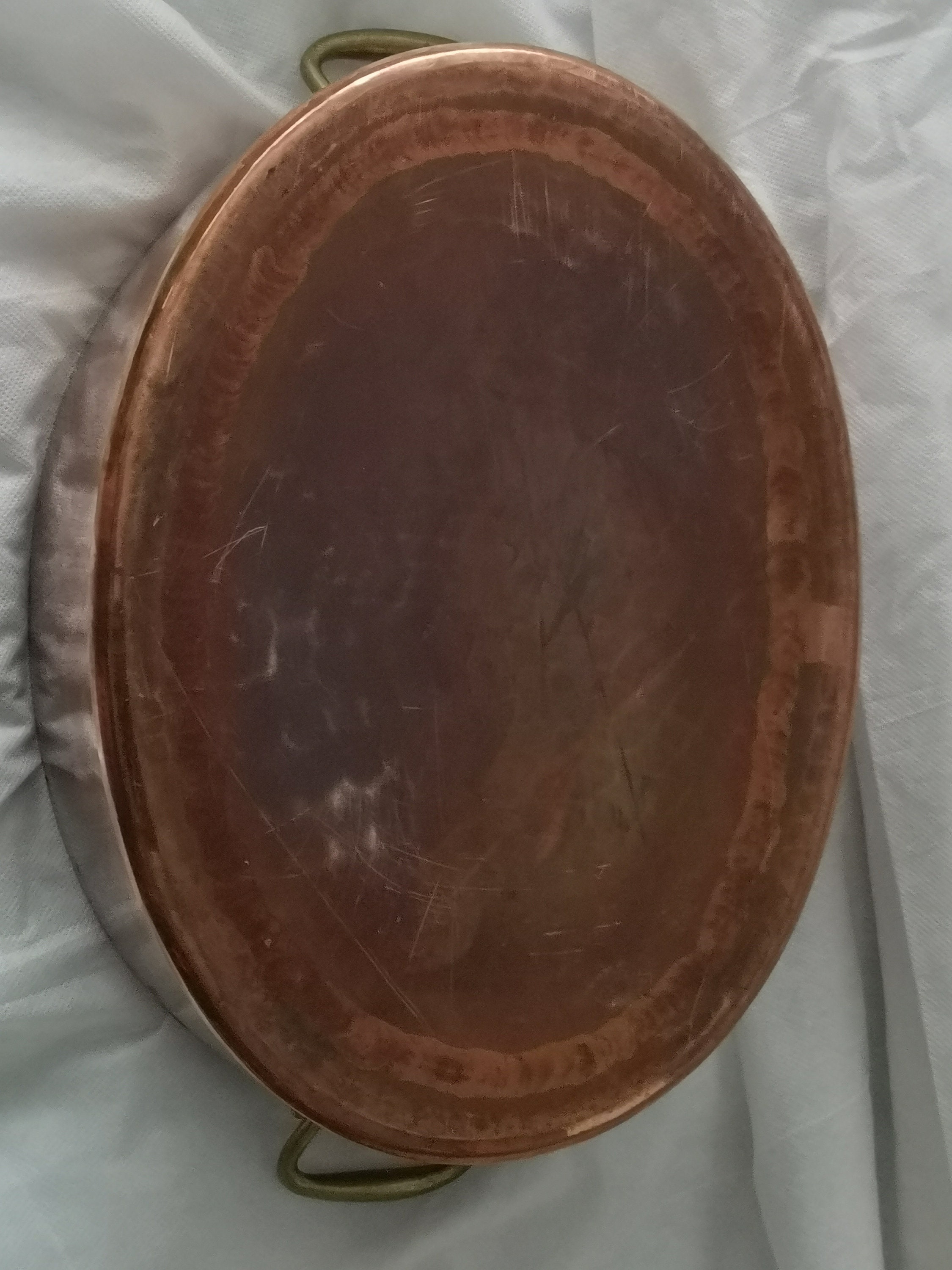 Casserole Cuivre De Forme Ovale Étang L'Intérieur avec Couvercle, avec couvercle