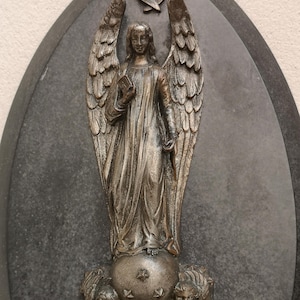 Holy water stoup Winged Angel Holy water font Christian Catholic religious wall decor Faith Church Bible Religious wall art