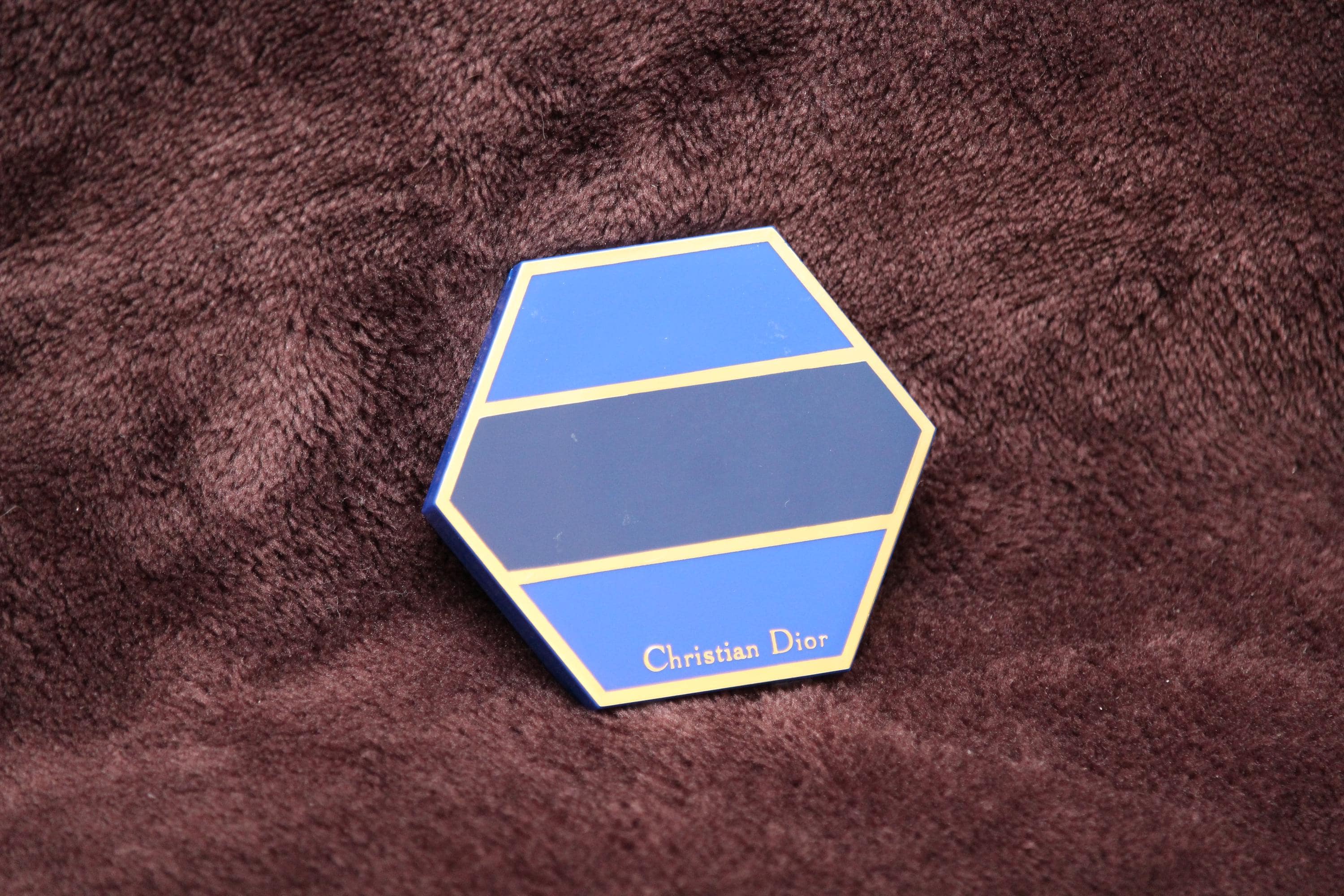 Christian Dior Vintage Compact Mirror Handheld Purse Mirror Blue