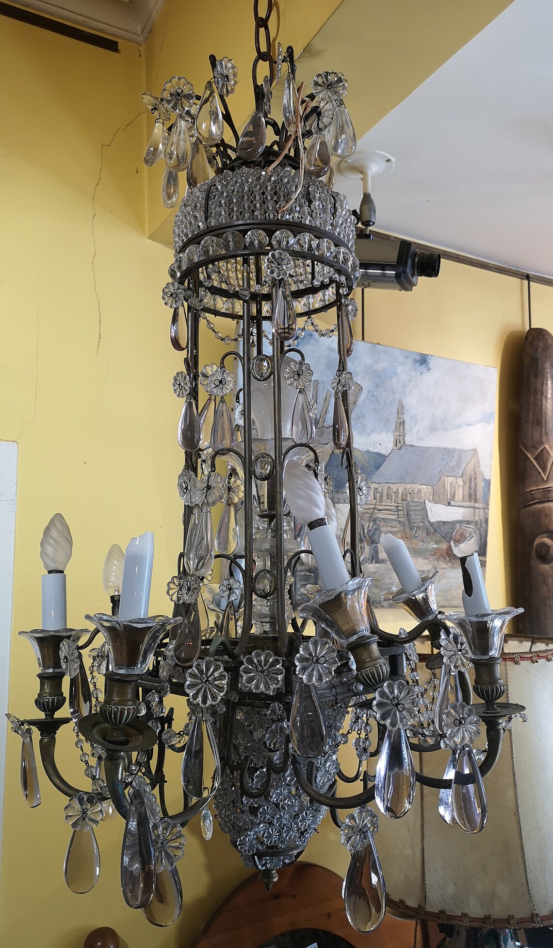 Rara forma lámpara de araña de cristal iluminación parisino | Etsy