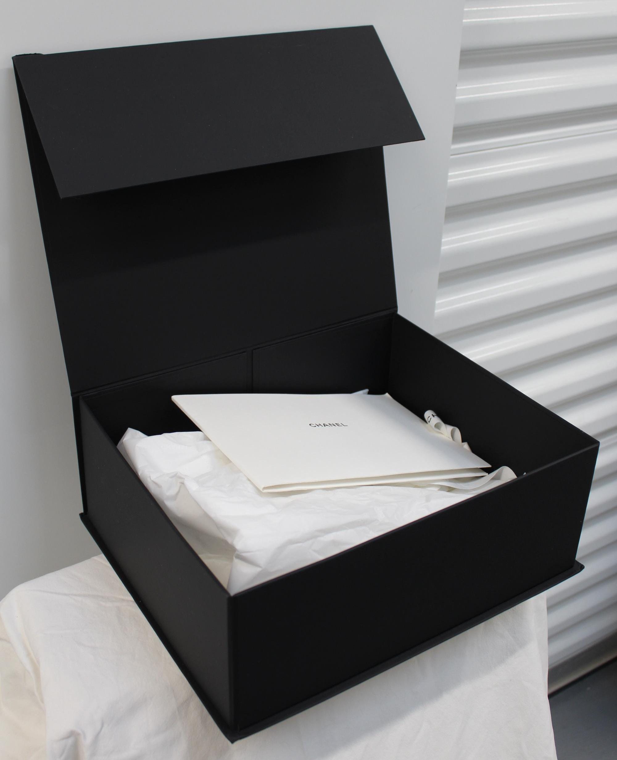 Chanel Paris Black White Bag Box Chanel Accessories Silk Paper