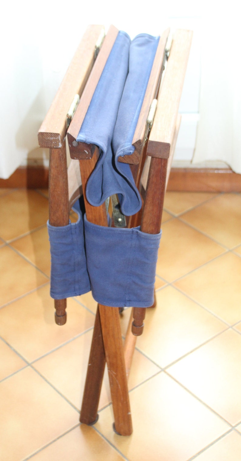 Blue Makeup artist chair Cinema star Telescope Furniture Wood Canvas Folding Directors Chair Glamping image 10