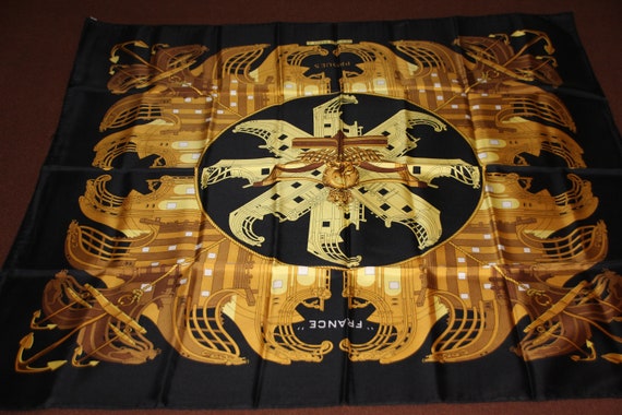 hermes scarf black and gold