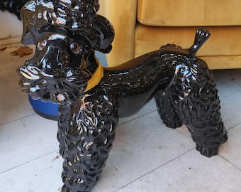 Large black poodle figurine Animal Sculpture Dog statue decor Dog lover gift