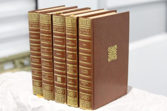 Vintage French Book Brown Hardcover Gold Decor - Etsy