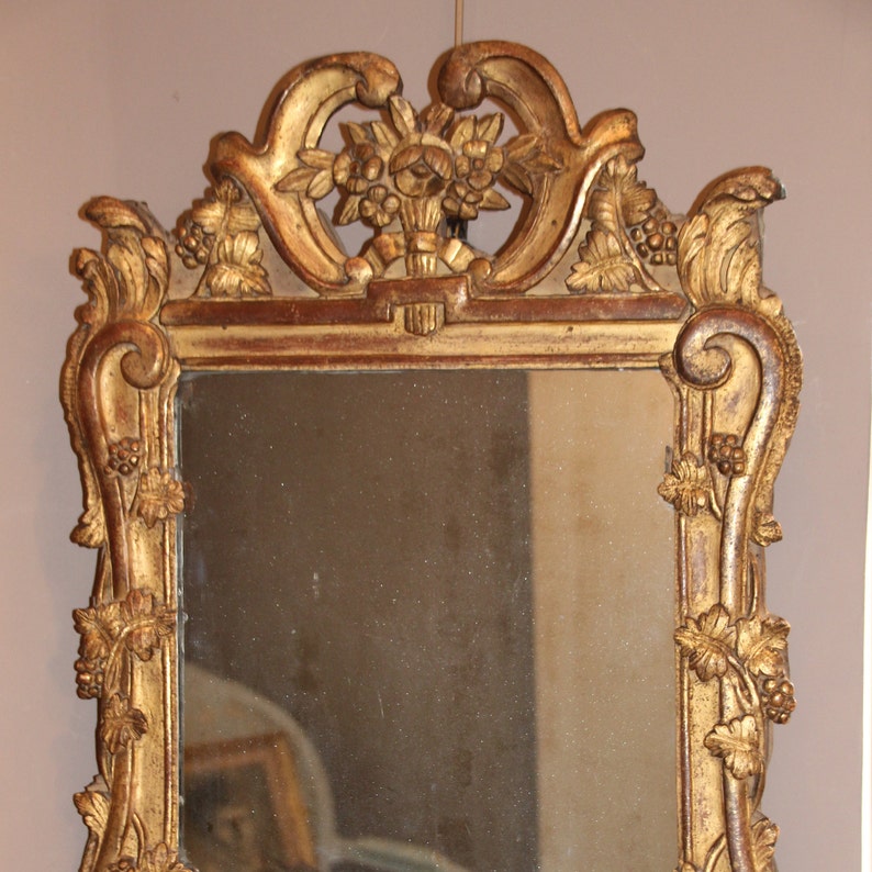 French Antique Mirror Provence Style Gold Frame Carved Wood Wall Decor