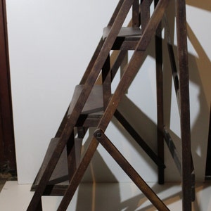 Wood step ladder shelf Library stairs Library ladder Stepladder Bed steps Library stool Bed stairs Carved stairs Step stool furniture Office