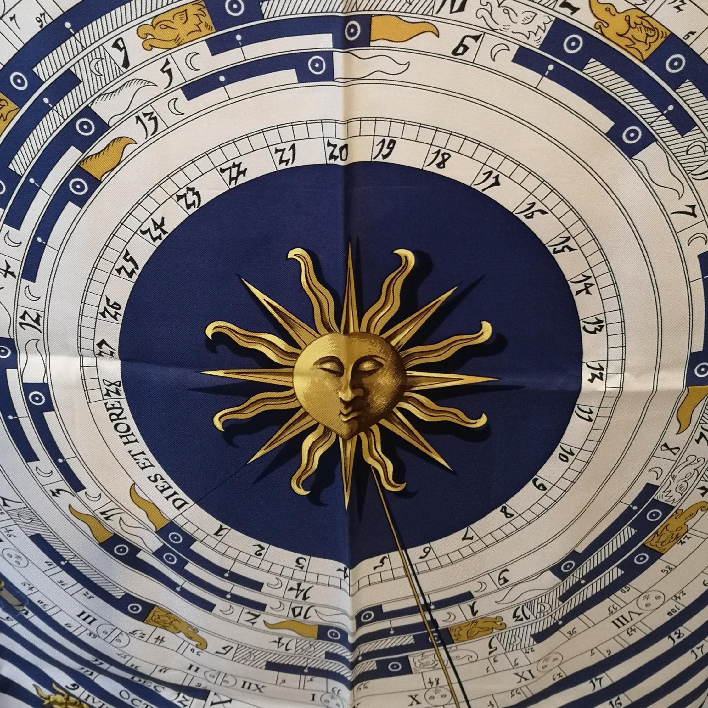 エルメス シルクスカーフ 星座 ブルー ゴールド 牡羊座 水瓶座 魚座
