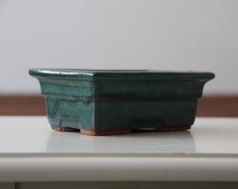Japan green ceramic Bonsai pot Majolica Vase planter Pottery Flower Bowl Indoor Gardening Garden