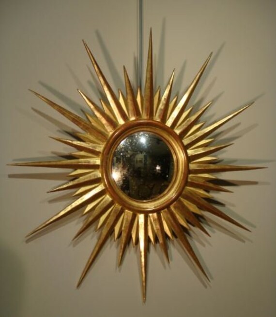 Gold Sunburst Mirror Antique Vintage Sun Giltwood Wall Starburst French