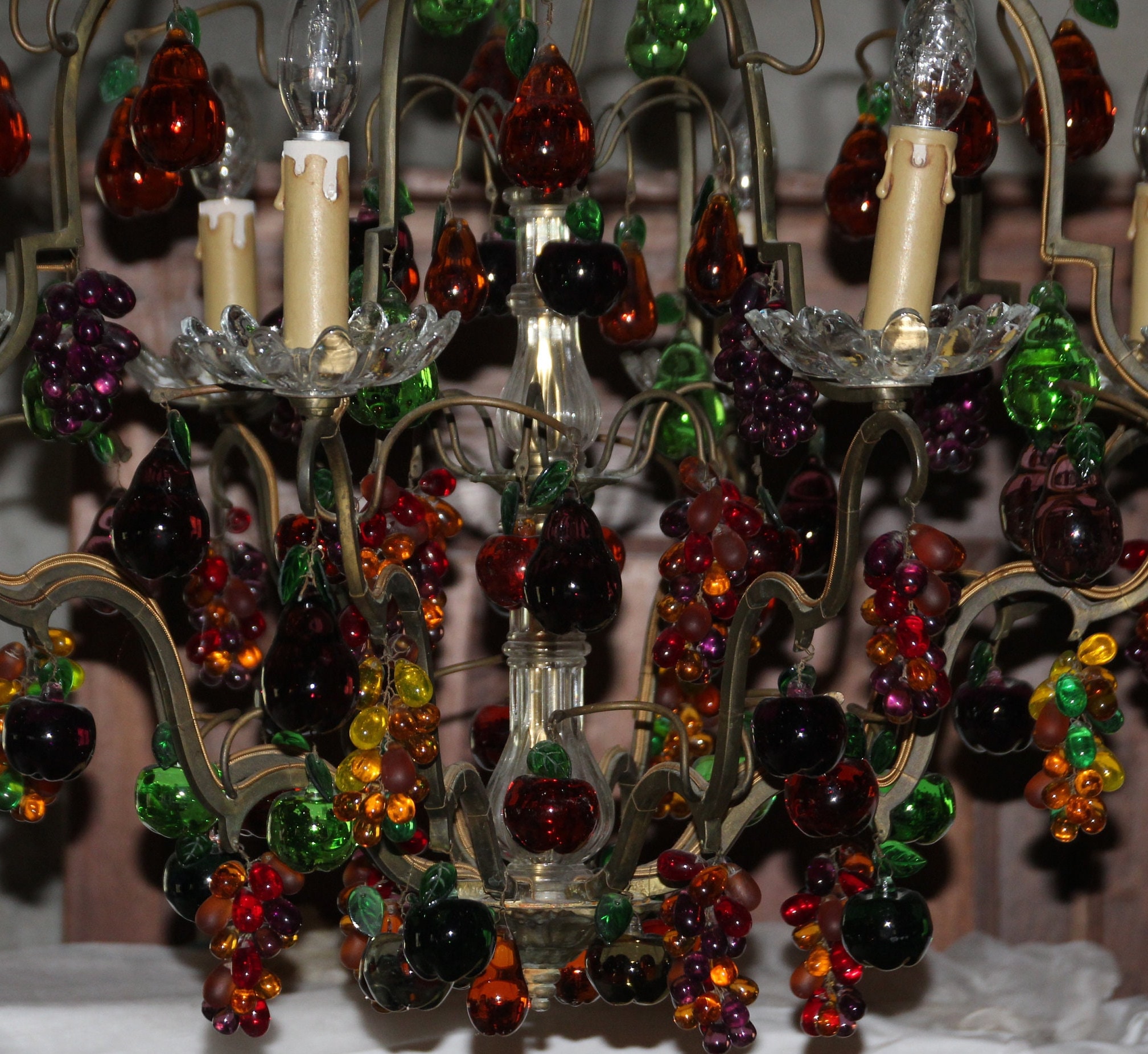 Large Multicolor Chandelier Murano Glass Grape Decor Apple Large Multicolor Chandelier Murano Glass Grape Decor Apple