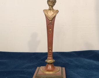 Gold satyr statue Devil sculpture Demon art Gothic decor Faun Office desk decor