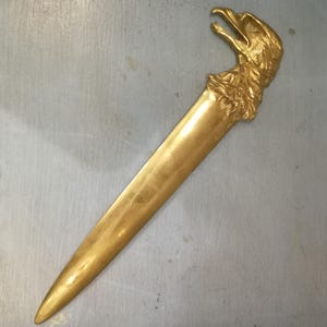 Carta de bronce Cuchillo Decoración de águila dorada Cuchillo para libros Regalo Cabeza de águila Abrecartas Escritorio de oficina Cortapapeles Firmado Herramientas de oficina Abrecartas