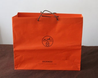 Extra large Orange Hermes Shopping bag Gift wrapping Elegant Gift for her Fashion gift Lady accessories Orange paper bag Orange accents