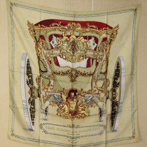 HERMES Scarf French vintage silk scarf Hermes French luxury fashion chic Hermes silk scarf Hermes scarf Gold Red Hermes Scarf Christmas gift