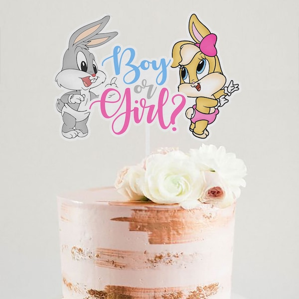 Baby Looney Tunes Cake Topper/Baby Shower/Gender Reveal/Baby Bugs/Baby Lola/Pink/Purple/Bugs Bunny Lola Bunny Tweety Shower 013 018 012 019