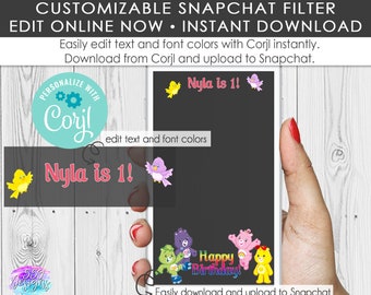 Care Bear Snapchat Filter/Care Bears Birthday Party/Cheer Bear/Custom Filter/Care Bears Snapchat/Care Bear Party Supplies 021