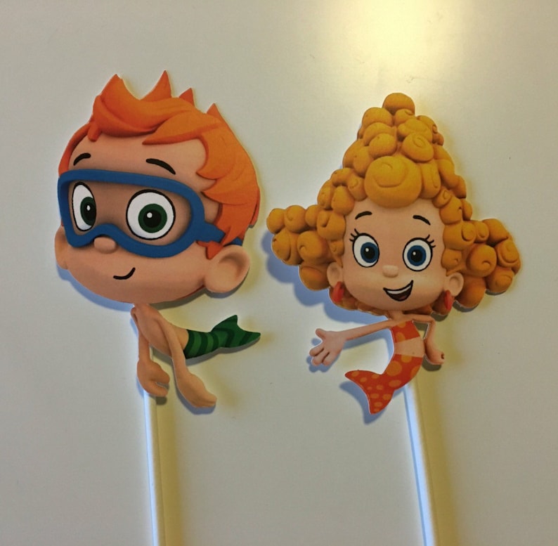 Oona Bubble Guppies Centerpiece Picks Nonny Deema Grouper Molly Personalized SignSet of 8CenterpiecesBirthdayBaby Mr Gil Goby
