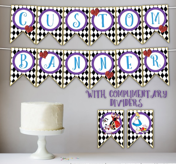 Alice In Wonderland Banner Birthday Baby Etsy