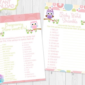 Owl Baby Shower Games/printable/instant Download/it's a Girl/girl ...