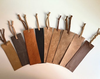 Leather Bookmarks - Rustic Collection, Leather Bookmark Blank with Genuine Leather Tie, Gift for Readers - 6.0 x 2.0" inches