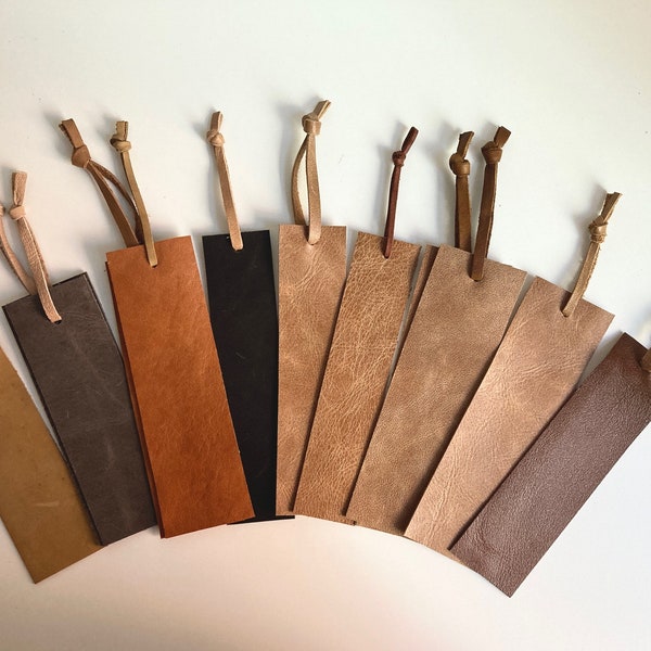 Leather Bookmarks - Rustic Collection, Leather Bookmark Blank with Genuine Leather Tie, Gift for Readers - 6.0 x 2.0" inches