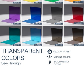 Transparent Acrylic Sheet - Varying Thickness, Colors, and Sizes!