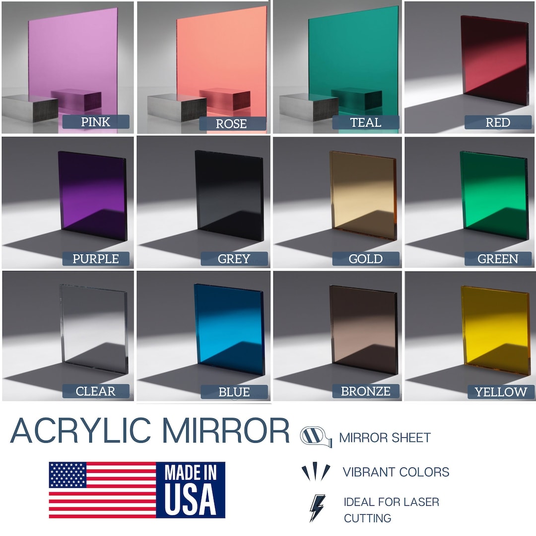 Acrylic (PMMA) 2-Way/See-Thru Mirror, 3.0mm Thickness (.118), 12 Sizes  Available!