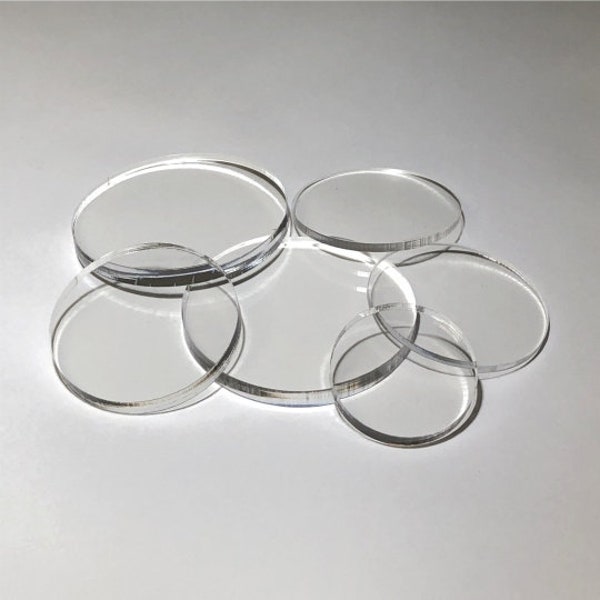 Clear Acrylic Plexiglass Discs - Multiple Thicknesses!