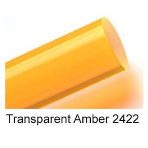 May include: A close-up of a transparent amber rod, showing its smooth, polished surface. The rod is a vibrant yellow color and has a slight sheen.