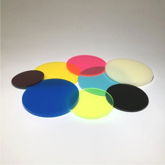 Fluorescent Acrylic Disks, Colored Plexiglass Discs, Plastic Circles 1/8  Inch Thick 