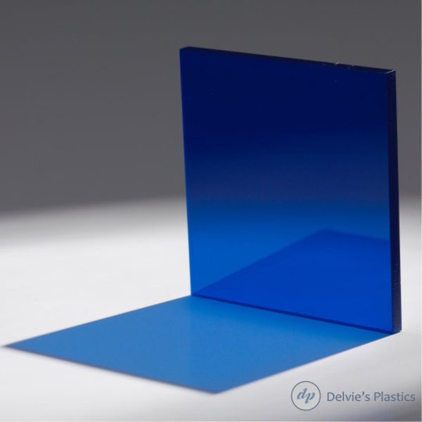 Dark Blue Transparent Cell Cast Plexiglass Sheet 1/8", 3/16", 1/4" Thick- Custom Cut To Size