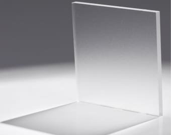 May include: A clear, frosted acrylic sheet. The sheet is smooth and has a subtle texture. It is a versatile material that can be used for a variety of projects.