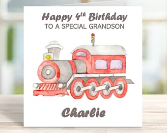 Personalised Train Birthday Card, Personalised Children's Birthday Card, Card for son, grandson, nephew, train card