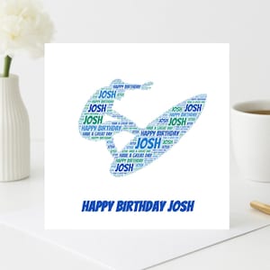 Personalised Surfer Birthday Card, Boy Surfing Card, Girl Surfer Birthday Card, Personalised Birthday Card