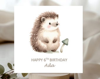 Personalised Hedgehog Card 1st 2nd 3rd Birthday Card for Granddaughter, Niece, Daughter, Girl