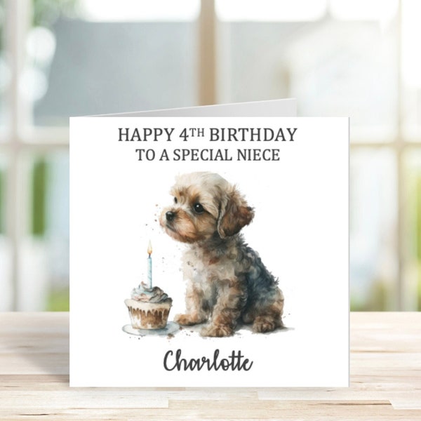 Personalised Yorkie Birthday Card, Yorkshire Terrier Birthday Card, Puppy Birthday Card, Cute Dog Card