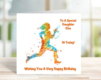 Personalised Runner Birthday Card, Personalised Female Runner Card, Card for runner, Runner Mother's Day Card