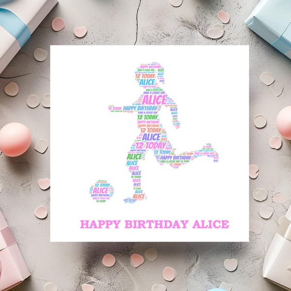 Personalised Girl Footballer Card, Personalised Girl Soccer Player Card, Personalised Football Coach Thank you Card, Soccer Player Card