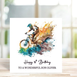 Personalised Mountain Biker Birthday Card for Son, Daughter, Grandson, Uncle, Husband, Brother, Friend, Mountain Biker Card
