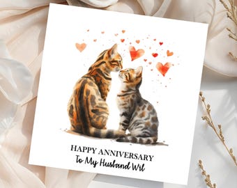 Personalised Anniversary Card, Cat Anniversary Card, Greeting Card