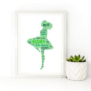 Personalised Irish Dancer Print, Word Art Print, Unframed Print, Personalised Print, Irish Dancer Print image 1