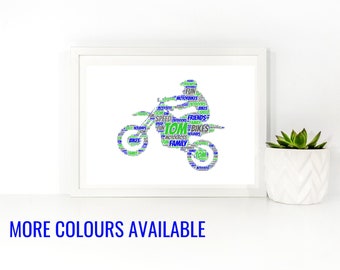 Personalised Motocross Print , Personalised Motorbike Print,  Motocross gift, Unframed Print, Motocross print