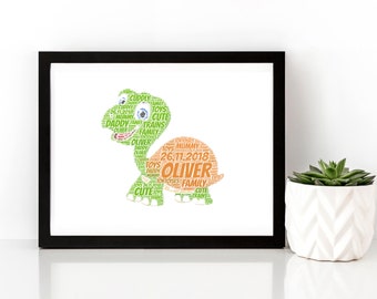 Personalised Tortoise Print, Personalised Turtle Print,  Word Art Print, Unframed Print, Personalised Print, Tortoise print